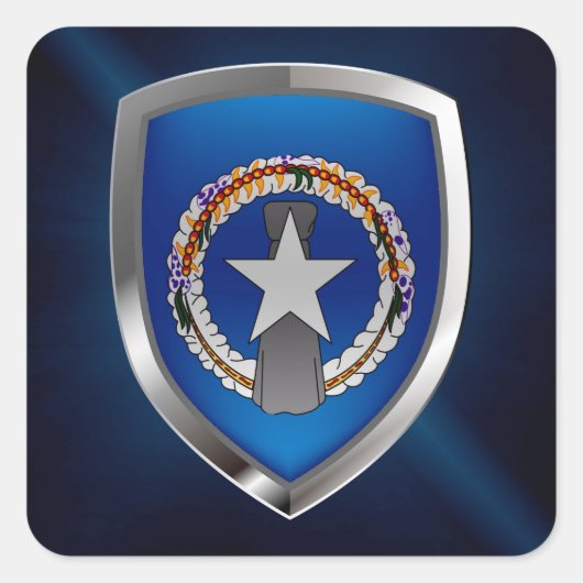 Noordelijke Marianen Metallic Emblem Vierkante Sticker (Voorkant)