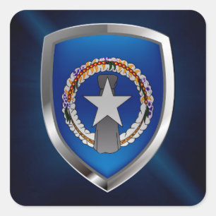 Noordelijke Marianen Metallic Emblem Vierkante Sticker