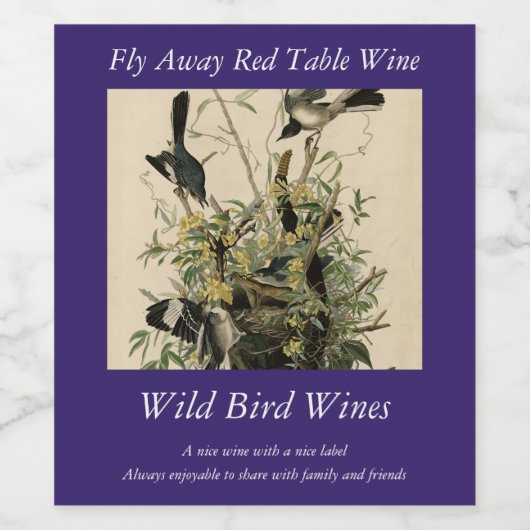 Noordelijke Mocking Bird, Audubon's Birds of Ameri Wijn Etiket (Enkel label)