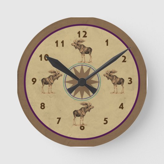 Noordelijke Moose Clock Ronde Klok (Voorkant)