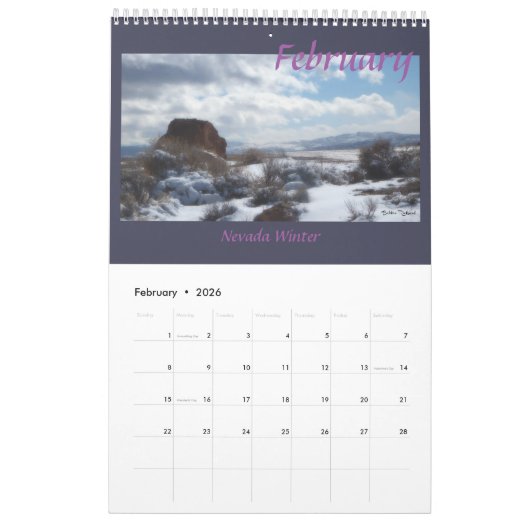 Noordelijke Nevada De Zilverstaat 12 maanden Kalender (Feb 2026)