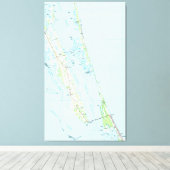 Noordelijke Outer Banks North Carolina Map (1985) Canvas Afdruk (Insitu (Houten vloer))
