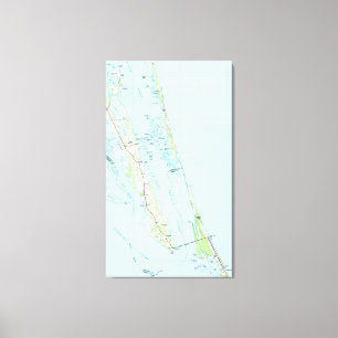 Noordelijke Outer Banks North Carolina Map (1985) Canvas Afdruk