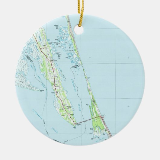 Noordelijke Outer Banks North Carolina Map (1985) Keramisch Ornament (Voorkant)