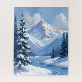 Noordelijke pieken | Geschilderd winters berglands Legpuzzel