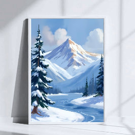 Noordelijke pieken | Geschilderd winters berglands Poster