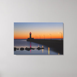Noordelijke pier Vuurtoren in Duluth, Minnesota, Canvas Afdruk