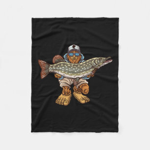 Noordelijke Pike Vist Bigfoot Hungerende vissers Fleece Deken