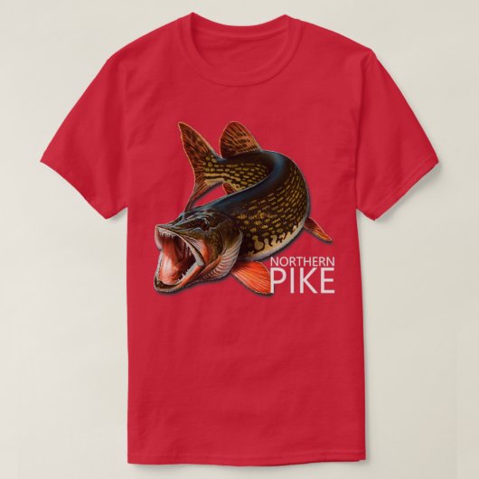 Noordelijke Pike zoetwatervis T-shirt (Design voorkant)
