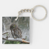Noordelijke Pygmy Owl Sleutelhanger (Achterkant)