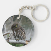 Noordelijke Pygmy Owl Sleutelhanger (Achterkant)