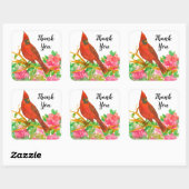 Noordelijke Rode Kardinaal dank u Vierkante Sticker (Vel)