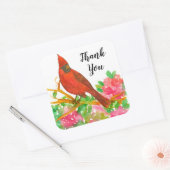 Noordelijke Rode Kardinaal dank u Vierkante Sticker (Envelop)