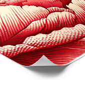 Noordelijke rode kardinaal vogel pioenrozen bloem poster (Hoek)