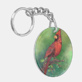 Noordelijke Rode Kardinaal Vogel Sleutelhanger Gif (Voorkant Links)