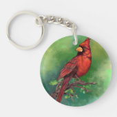 Noordelijke Rode Kardinaal Vogel Sleutelhanger Gif (Voorkant)