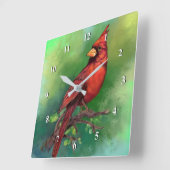 Noordelijke Rode Kardinaal Vogel Wandklok (Hoek)