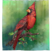 Noordelijke rode kardinale vogelgordijn douchegordijn (Voorkant)