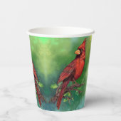 Noordelijke rode kardinale vogelkoppen - schilderw papieren bekers (Achterkant)
