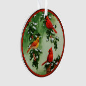 Noordelijke Rode Kardinalen en Holly Ornament (voorkant)