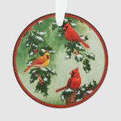 Noordelijke Rode Kardinalen en Holly Ornament (voorkant)