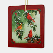 Noordelijke Rode Kardinalen en Holly Red Keramisch Ornament (Links)