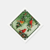 Noordelijke Rode Kardinalen en Holly Servet (Hoek)