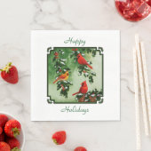 Noordelijke Rode Kardinalen en Holly Servetten (Insitu)