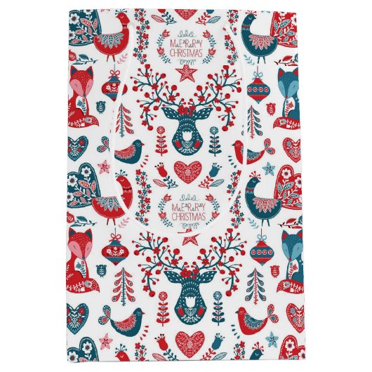 Noordelijke Rode Marine Kerstmis Scandinavische Vo Medium Cadeauzakje (Voorkant)