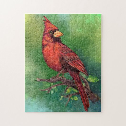 Noordelijke Roodkardinaal Bird Jigzaag Puzzle Pain Legpuzzel (Verticaal)