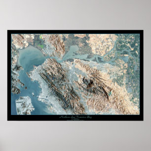 Noordelijke San Francisco, CA-satellietdruk Poster