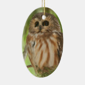 Noordelijke Saw-whet Owl Keramisch Ornament (Rechts)