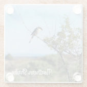 Noordelijke shrike glazen onderzetter (Achterkant)