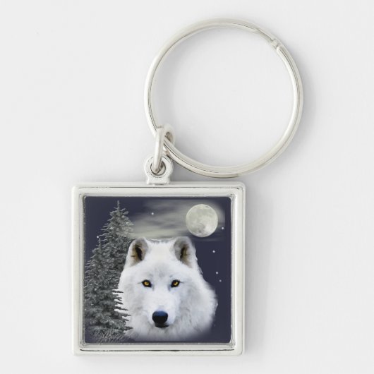 Noordelijke sneeuwwolf-sleutelhanger sleutelhanger (Voorkant)