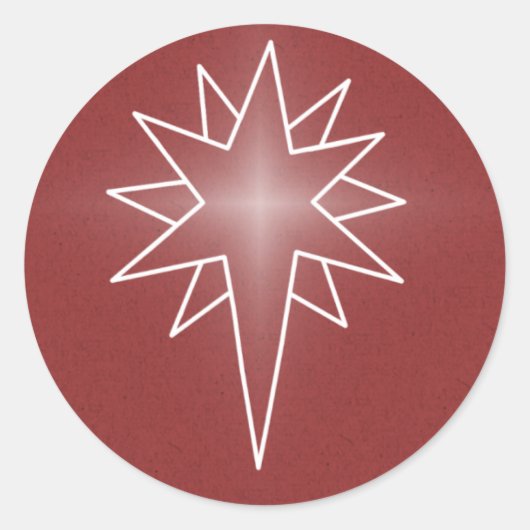 Noordelijke Star-Kerst stickers, rood Ronde Sticker (Voorkant)