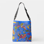 Noordelijke vogel in blauw crossbody tas (Achterkant)