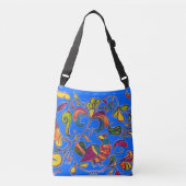 Noordelijke vogel in blauw crossbody tas (Voorkant)