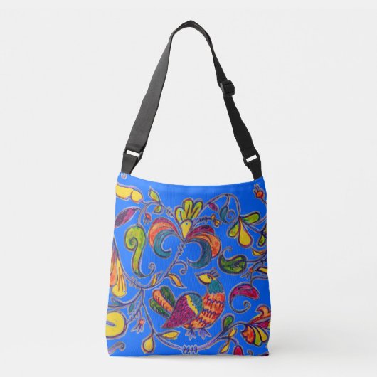 Noordelijke vogel in blauw crossbody tas (Voorkant)