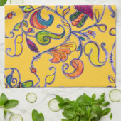 Noordelijke vogel op geel theedoek (Gevouwen)