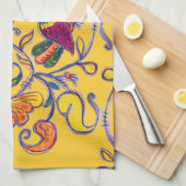 Noordelijke vogel op geel theedoek (Quarter Fold)