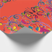 Noordelijke vogel op rood cadeaupapier (Hoek)