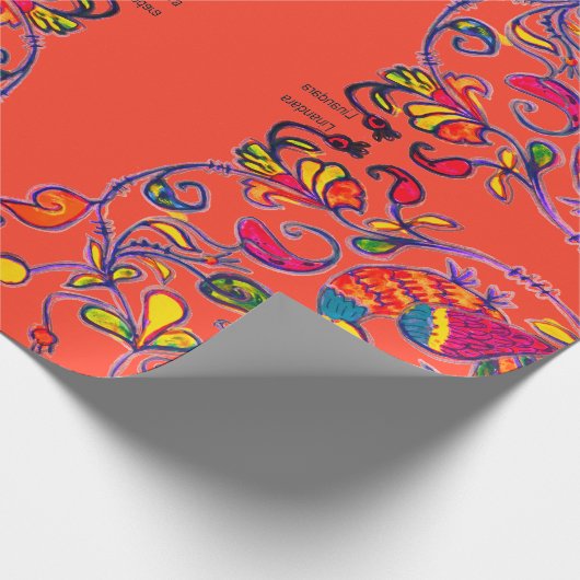 Noordelijke vogel op rood cadeaupapier (Hoek)