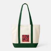Noordelijke vogel op rood met jouw naam tote bag (Achterkant)
