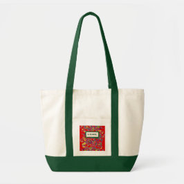 Noordelijke vogel op rood met jouw naam tote bag