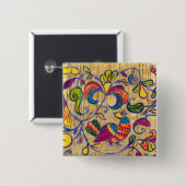 Noordelijke Vogel uit Rusland Vierkante Button 5,1 Cm (Voorkant /achterkant)