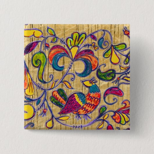 Noordelijke Vogel uit Rusland Vierkante Button 5,1 Cm (Voorkant)