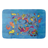 Noordelijke vogels op blauwe achtergrond badmat (Voorkant)