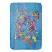 Noordelijke vogels op blauwe achtergrond badmat (Voorkant Verticaal)