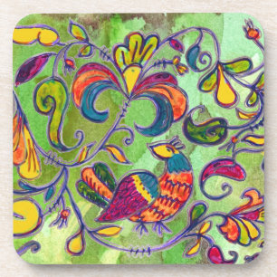 Noordelijke vogels op grasgroen bier onderzetter