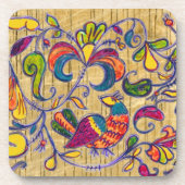 Noordelijke vogels op houten achtergrond drankjes onderzetter (Voorkant)